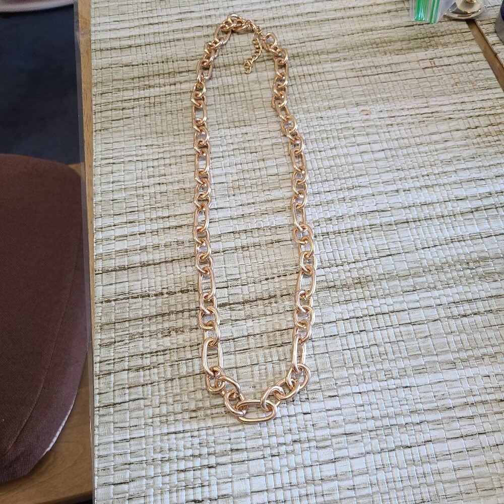 Unisex Chunky Goldtone Oval Chain Link Necklace 28" With Extender Vintage